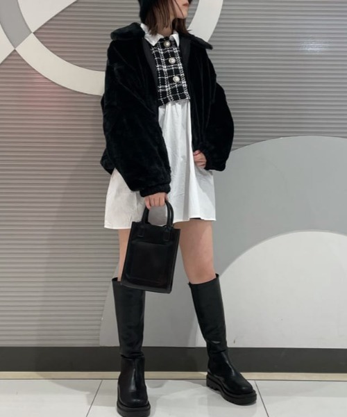 WEGO(ウィゴー)の「WEGO/ファーエリブルゾン(ブルゾン・レディース・ピンク/ブラック/マルチ/アニマル・SMALL/MEDIUM)」の14枚目の写真