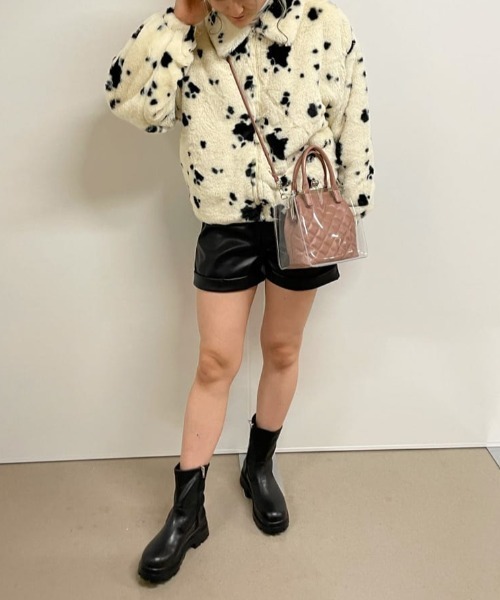 WEGO(ウィゴー)の「WEGO/ファーエリブルゾン(ブルゾン・レディース・ピンク/ブラック/マルチ/アニマル・SMALL/MEDIUM)」の9枚目の写真