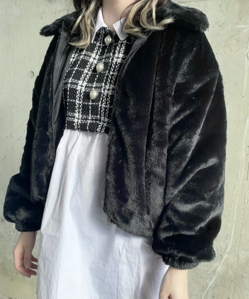 WEGO(ウィゴー)の「WEGO/ファーエリブルゾン(ブルゾン・レディース・ピンク/ブラック/マルチ/アニマル・SMALL/MEDIUM)」の20枚目の写真