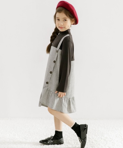 Bee des Bee（ビーデスビー）の「ドッキングワンピース（ワンピース・キッズ・ブラック/チャコール/ブラウン/ベージュ・130cm/100cm/150cm/140cm/110cm/120cm）」の7枚目の写真