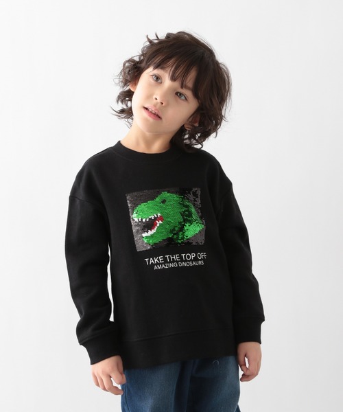 GLOBAL WORK（グローバルワーク）の「キッズ/スパンコールクルースウェット/216102（Tシャツ/カットソー・キッズ・ホワイト系その他2/サックスブルー/ブラック/カーキ/チャコールグレー/その他/グレー系その他・120cm/130cm/140cm/150cm/160cm/100cm/110cm）」の4枚目の写真