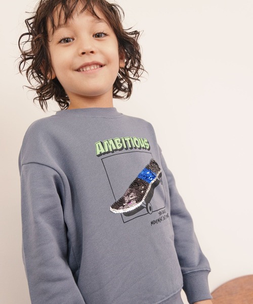 GLOBAL WORK（グローバルワーク）の「キッズ/スパンコールクルースウェット/216102（Tシャツ/カットソー・キッズ・ホワイト系その他2/サックスブルー/ブラック/カーキ/チャコールグレー/その他/グレー系その他・120cm/130cm/140cm/150cm/160cm/100cm/110cm）」の6枚目の写真