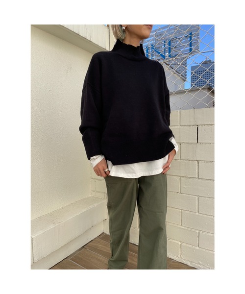 BLACK BY MOUSSY(ブラックバイマウジー)の「trinity back round tops(トリニティバックラウンドトップス)(ニット/セーター・レディース・ブラック/ベージュ/グレー/レッド・FREE)」の16枚目の写真
