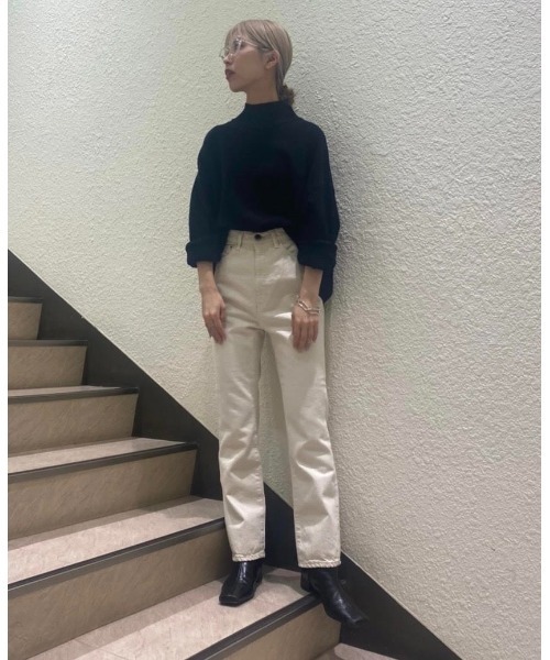 BLACK BY MOUSSY(ブラックバイマウジー)の「trinity back round tops(トリニティバックラウンドトップス)(ニット/セーター・レディース・ブラック/ベージュ/グレー/レッド・FREE)」の6枚目の写真