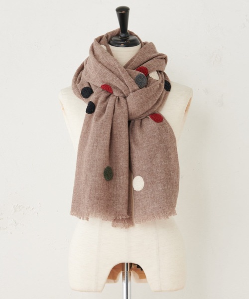 BEARDSLEY（ビアズリー）の「《CITRUS》カラフルドットストール（ストール/ショール・レディース・ブラウン/グレー・FREE）」の4枚目の写真