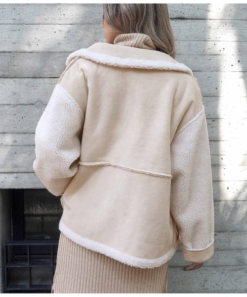 ANAP（アナップ）の「フェイクムートン袖ボアジャケット（その他アウター・レディース・ブラウン/ブラック/ライトベージュ・FREE）」の8枚目の写真