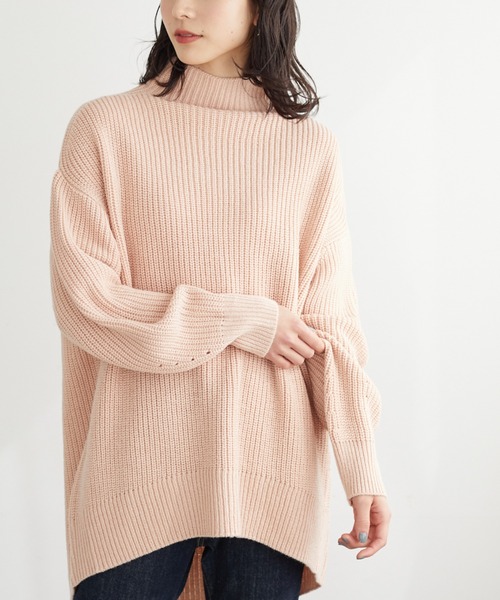 Green Parks(グリーンパークス)の「厚み畦ニットチュニック*(ニット/セーター・レディース・ブルー/アイボリー/ダークネイビー/キャメル/ピンク・FREE)」の5枚目の写真