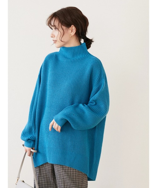 Green Parks(グリーンパークス)の「厚み畦ニットチュニック*(ニット/セーター・レディース・ブルー/アイボリー/ダークネイビー/キャメル/ピンク・FREE)」の16枚目の写真