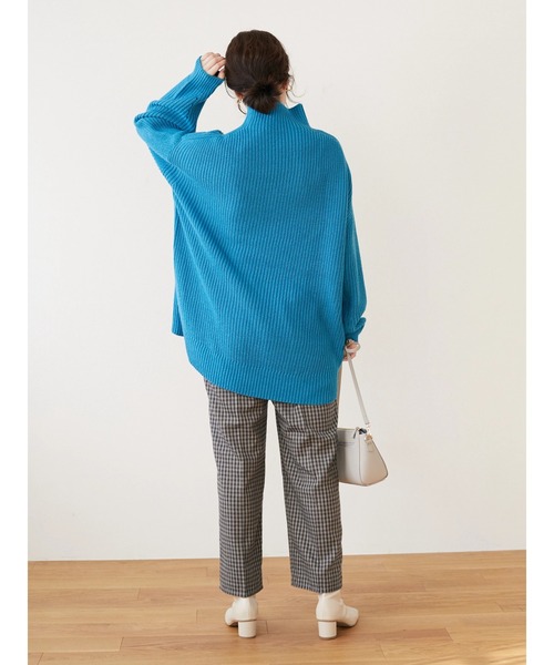 Green Parks(グリーンパークス)の「厚み畦ニットチュニック*(ニット/セーター・レディース・ブルー/アイボリー/ダークネイビー/キャメル/ピンク・FREE)」の10枚目の写真