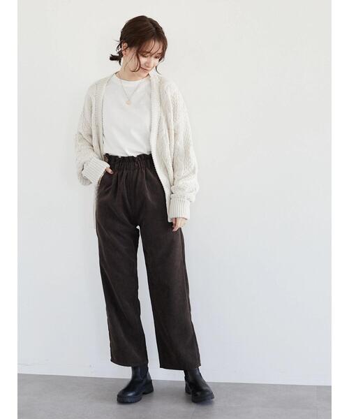 ELENCARE DUE（エレンカーレデュエ）の「・ELENCARE DUE コールハイウエストパンツ＊（その他パンツ・レディース・ブラウン/ブルー/アイボリー/グレイッシュベージュ・FREE）」の14枚目の写真