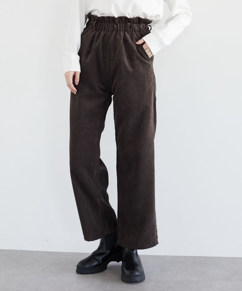 ELENCARE DUE（エレンカーレデュエ）の「・ELENCARE DUE コールハイウエストパンツ＊（その他パンツ・レディース・ブラウン/ブルー/アイボリー/グレイッシュベージュ・FREE）」の2枚目の写真