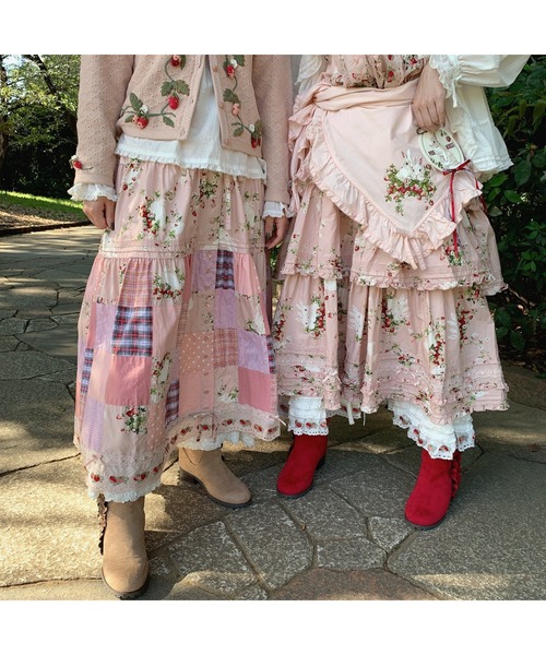 PINK HOUSE（ピンクハウス）の「野いちごの森パッチワークスカート