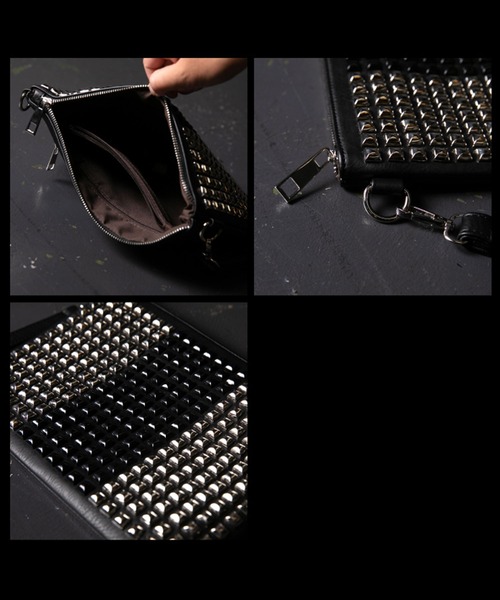 BLACK JACKALL CROWN(ブラックジャッカルクラウン)の「BLACK JACKALL CROWN スタッズ デコレーション 2WAY クラッチバッグ スクエアショルダー(クラッチバッグ・レディース・ブラック・FREE)」の12枚目の写真