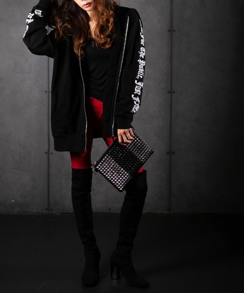 BLACK JACKALL CROWN(ブラックジャッカルクラウン)の「BLACK JACKALL CROWN スタッズ デコレーション 2WAY クラッチバッグ スクエアショルダー(クラッチバッグ・レディース・ブラック・FREE)」の8枚目の写真