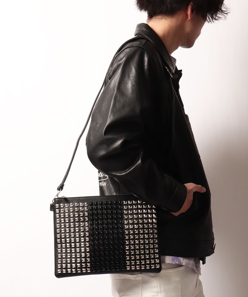 BLACK JACKALL CROWN(ブラックジャッカルクラウン)の「BLACK JACKALL CROWN スタッズ デコレーション 2WAY クラッチバッグ スクエアショルダー(クラッチバッグ・レディース・ブラック・FREE)」の7枚目の写真