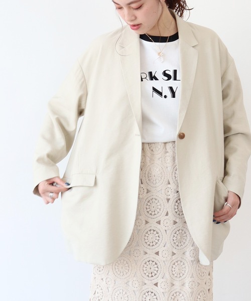 AMERICAN HOLIC（アメリカンホリック）の「花粉防止オーバーサイズジャケット（テーラードジャケット・レディース・ライトベージュ・M/L）」の7枚目の写真