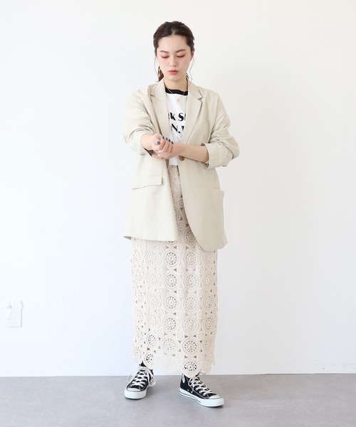 AMERICAN HOLIC（アメリカンホリック）の「花粉防止オーバーサイズジャケット（テーラードジャケット・レディース・ライトベージュ・M/L）」の4枚目の写真