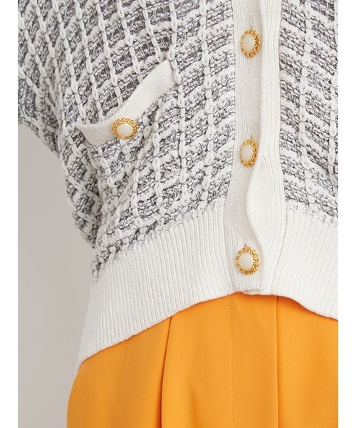 LILY BROWN（リリーブラウン）の「ツイードニットカーディガン（カーディガン/ボレロ・レディース・ホワイト/ブラック/グリーン・FREE）」の12枚目の写真