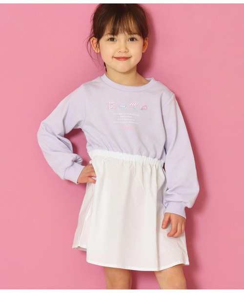 ANAP kids（アナップキッズ）の「ランドリー刺繍ミニ裏毛ワンピース（ワンピース・キッズ・ミント/ラベンダー・130cm/110cm/120cm）」の2枚目の写真