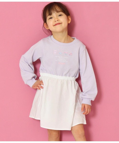 ANAP kids（アナップキッズ）の「ランドリー刺繍ミニ裏毛ワンピース（ワンピース・キッズ・ミント/ラベンダー・130cm/110cm/120cm）」の3枚目の写真