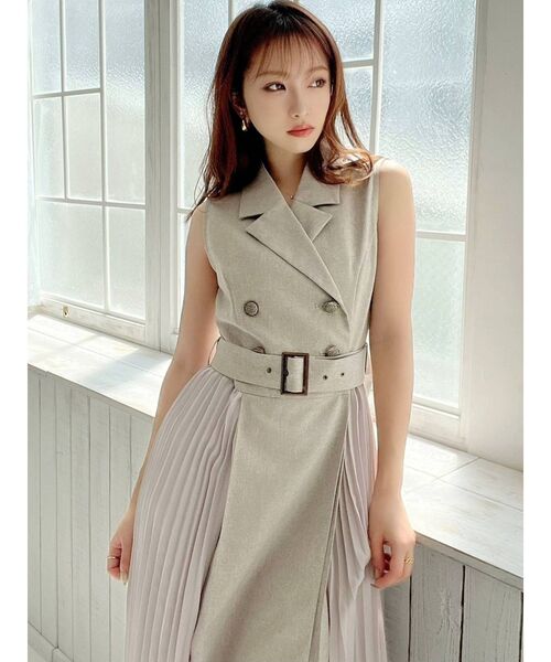 RESEXXY（リゼクシー）の「ノースリサイドプリーツワンピース（ワンピース・レディース・ブラック/ベージュ/ミント・FREE）」の15枚目の写真