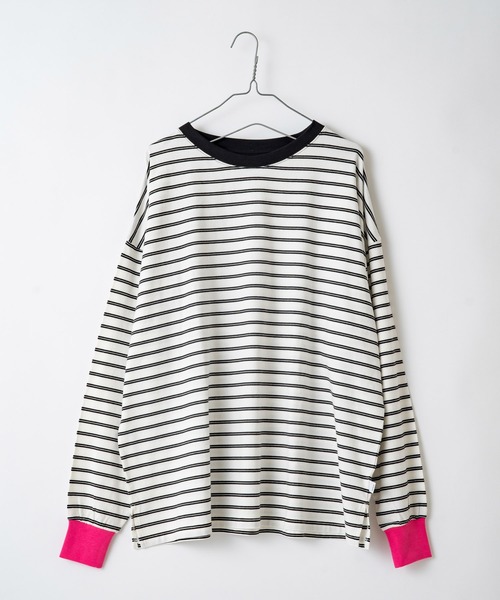 WHIMSIC(ウィムジック)の「【WHIMSIC】マルチボーダーロングスリーブTEE(Tシャツ/カットソー・レディース・ホワイト/ブラック/パープル/ネイビー/アイボリー・FREE)」の8枚目の写真