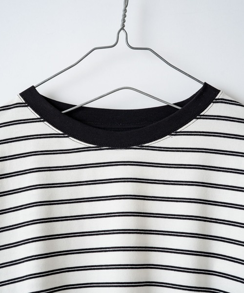 WHIMSIC(ウィムジック)の「【WHIMSIC】マルチボーダーロングスリーブTEE(Tシャツ/カットソー・レディース・ホワイト/ブラック/パープル/ネイビー/アイボリー・FREE)」の10枚目の写真