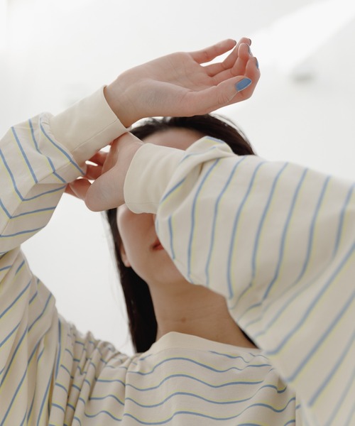 WHIMSIC(ウィムジック)の「【WHIMSIC】マルチボーダーロングスリーブTEE(Tシャツ/カットソー・レディース・ホワイト/ブラック/パープル/ネイビー/アイボリー・FREE)」の17枚目の写真