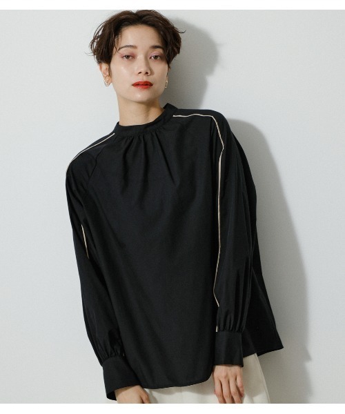 AZUL by moussy（アズールバイマウジー）の「PIPING DESIGN BLOUSE/パイピングデザインブラウス（シャツ/ブラウス・レディース・オフホワイト/ブラック・MEDIUM/SMALL）」の16枚目の写真
