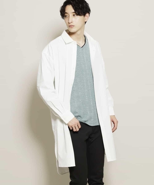 MK MICHEL KLEIN HOMME (エムケーミッシェルクランオム)の「サテン長袖シャツ(シャツ/ブラウス・メンズ・ホワイト/ミント・ONESIZE)」の7枚目の写真