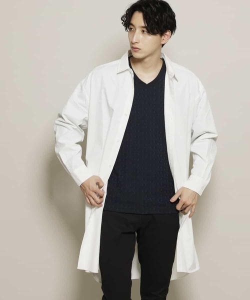 MK MICHEL KLEIN HOMME (エムケーミッシェルクランオム)の「サテン長袖シャツ(シャツ/ブラウス・メンズ・ホワイト/ミント・ONESIZE)」の3枚目の写真