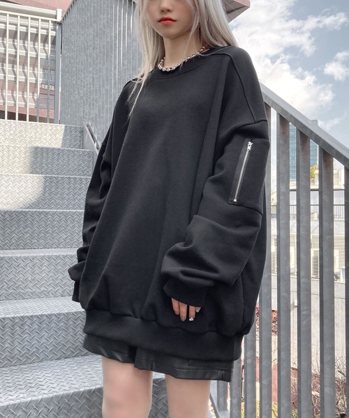 Figments（フィグメンツ）の「サイドポケットスウェット（スウェット・レディース・ブラック/ピンク/杢グレー・FREE）」の2枚目の写真