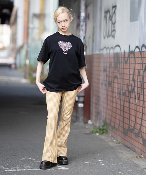 X-girl（エックスガール）の「GEOMETRIC HEART S/S TEE/ジオメトリックハートTシャツ（Tシャツ/カットソー・レディース・ブラック/ホワイト/ブラウン・M/XL/S/L）」の18枚目の写真
