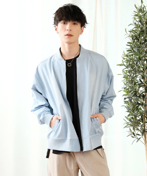 TopIsm（トップイズム）の「ワイドシルエット ライトデニムMA-1（MA-1・メンズ・ネイビー/サックスブルー/ブルー系その他・M/L/XL）」の3枚目の写真