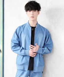 ワイドシルエット ライトデニムMA-1