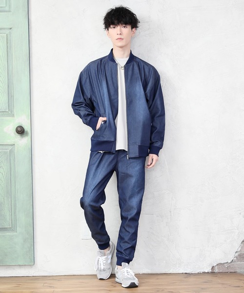 TopIsm（トップイズム）の「ワイドシルエット ライトデニムMA-1（MA-1・メンズ・ネイビー/サックスブルー/ブルー系その他・M/L/XL）」の4枚目の写真