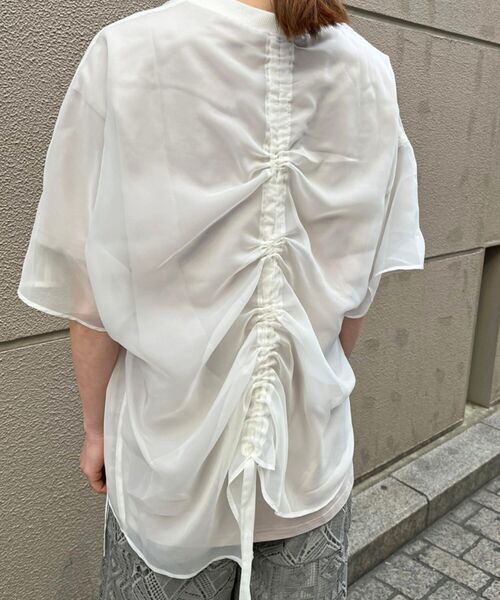 AULA AILA（アウラアイラ）の「AULA AILA（アウラ アイラ）別注ドロストリングレイヤードTシャツ（Tシャツ/カットソー・レディース・ホワイト/ブラック・FREE）」の14枚目の写真