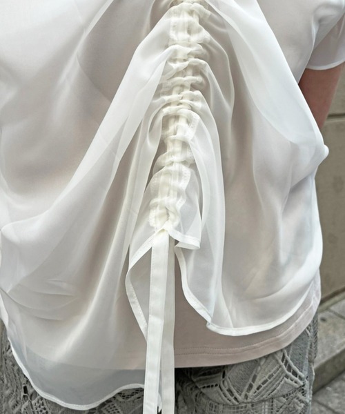 AULA AILA（アウラアイラ）の「AULA AILA（アウラ アイラ）別注ドロストリングレイヤードTシャツ（Tシャツ/カットソー・レディース・ホワイト/ブラック・FREE）」の4枚目の写真