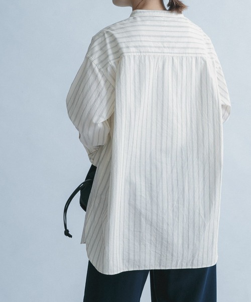 FORK&SPOON（フォークアンドスプーン）の「FORK&SPOON　ノーカラーロングシャツ（シャツ/ブラウス・レディース・オフホワイト/ストライプ・ONE）」の20枚目の写真