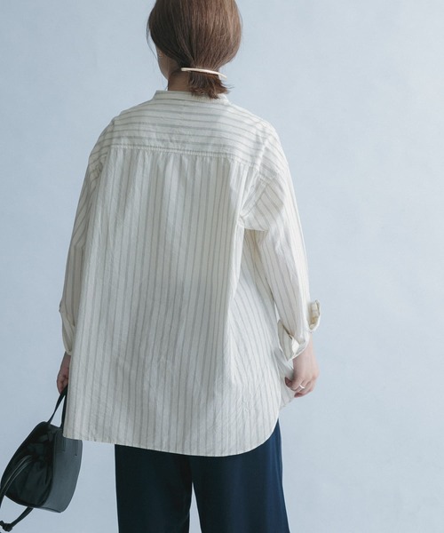 FORK&SPOON（フォークアンドスプーン）の「FORK&SPOON　ノーカラーロングシャツ（シャツ/ブラウス・レディース・オフホワイト/ストライプ・ONE）」の21枚目の写真