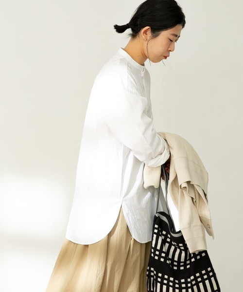 FORK&SPOON（フォークアンドスプーン）の「FORK&SPOON　ノーカラーロングシャツ（シャツ/ブラウス・レディース・オフホワイト/ストライプ・ONE）」の10枚目の写真