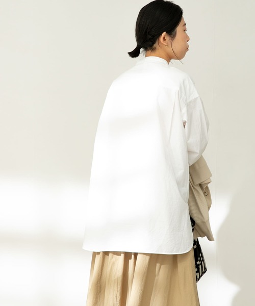 FORK&SPOON（フォークアンドスプーン）の「FORK&SPOON　ノーカラーロングシャツ（シャツ/ブラウス・レディース・オフホワイト/ストライプ・ONE）」の11枚目の写真