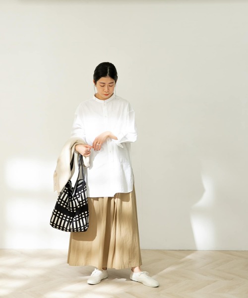 FORK&SPOON（フォークアンドスプーン）の「FORK&SPOON　ノーカラーロングシャツ（シャツ/ブラウス・レディース・オフホワイト/ストライプ・ONE）」の12枚目の写真