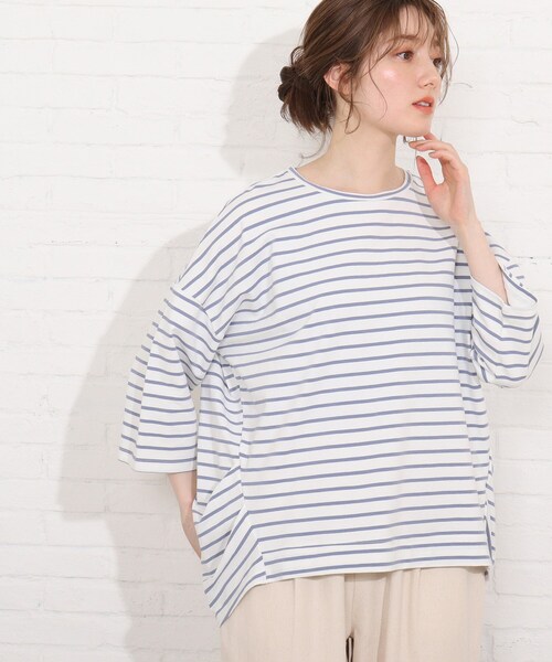 SHOO・LA・RUE(シューラルー)の「◆【SUPIMAコットン】脇タックデザインプルオーバー(Tシャツ/カットソー・レディース・ホワイト系/ブラック/サンドベージュ/ピンク系/ダークブラウン系2/ブルー系2・04/02/03)」の5枚目の写真