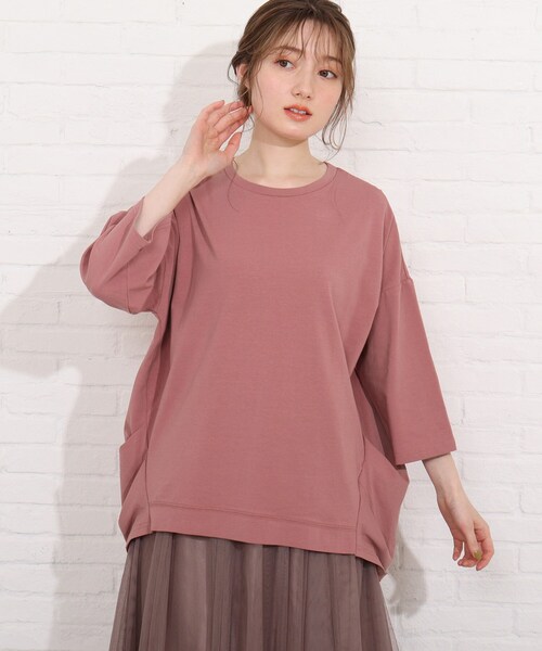 SHOO・LA・RUE(シューラルー)の「◆【SUPIMAコットン】脇タックデザインプルオーバー(Tシャツ/カットソー・レディース・ホワイト系/ブラック/サンドベージュ/ピンク系/ダークブラウン系2/ブルー系2・04/02/03)」の6枚目の写真