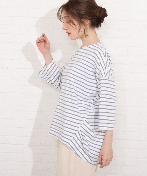 SHOO・LA・RUE(シューラルー)の「◆【SUPIMAコットン】脇タックデザインプルオーバー(Tシャツ/カットソー・レディース・ホワイト系/ブラック/サンドベージュ/ピンク系/ダークブラウン系2/ブルー系2・04/02/03)」の9枚目の写真