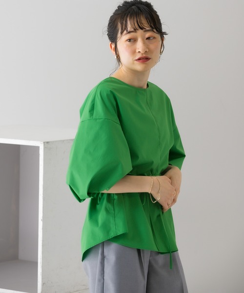 KBF（ケイビーエフ）の「タックボリュームスリーブブラウス（シャツ/ブラウス・レディース・ブラック/オフホワイト/グリーン・ONE）」の15枚目の写真