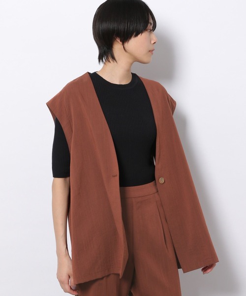 LAKOLE（ラコレ）の「ストレッチスラブミドルジレ[セットアップ対応] / 273137（ベスト・レディース・ブラック/ブラウン/ベージュ・SMALL/MEDIUM）」の16枚目の写真