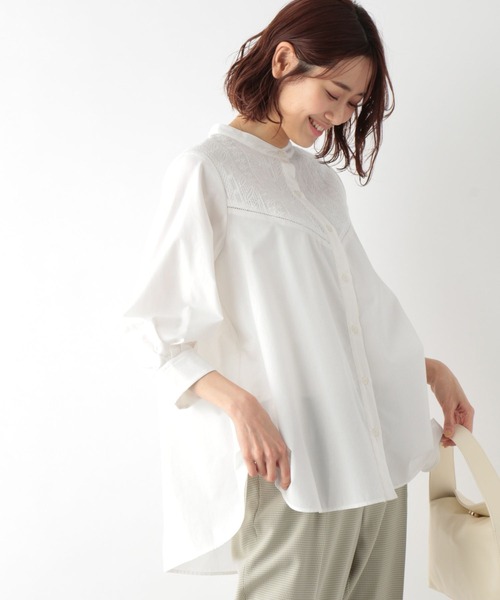 GLOBAL WORK(グローバルワーク)の「フロントレースシャツ7部袖/MATINEE LINE/267013(シャツ/ブラウス・レディース・ホワイト/ブラック・MEDIUM/LARGE)」の2枚目の写真