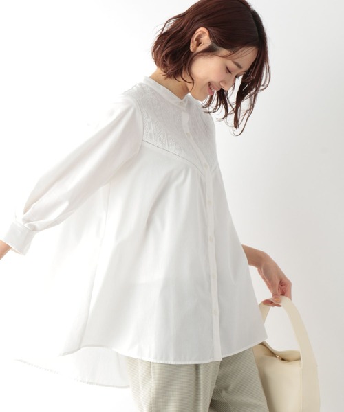 GLOBAL WORK(グローバルワーク)の「フロントレースシャツ7部袖/MATINEE LINE/267013(シャツ/ブラウス・レディース・ホワイト/ブラック・MEDIUM/LARGE)」の6枚目の写真
